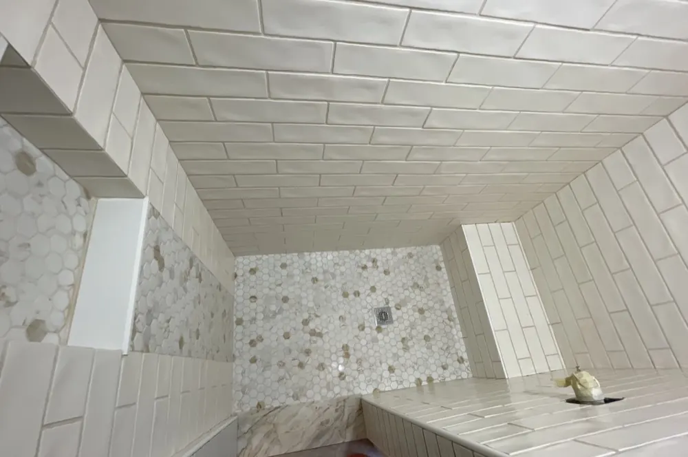 Detailed shower tile installation